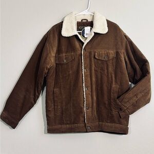 Oscar Sports Brown Corduroy Sherpa Jacket L NWT